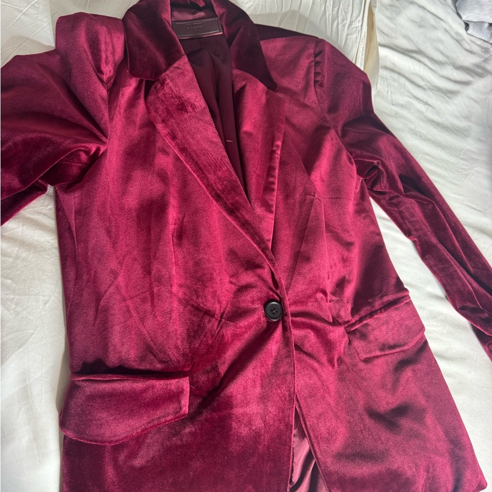 Blank NYC Rich Burgundy Velvet Blazer